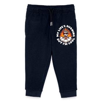 MY LIFE'S BURNING BUT I'M COOL - Kids Organic Sweatpants by Stanley/Stella - navy - Front