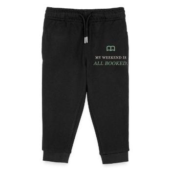 Book Lover "My Weekend Is All Booked" - Kinder Organic Jogginghose Mini Mover von Stanley/Stella - Schwarz - Vorne