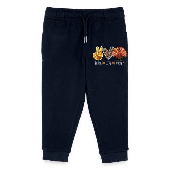 Peace Love Turkey Thanksgiving Autumn Vibes - Kids Organic Sweatpants by Stanley/Stella - navy - Front