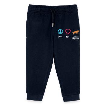 Frieden Liebe Schäferhund - Kinder Organic Jogginghose Mini Mover von Stanley/Stella - Navy - Vorne