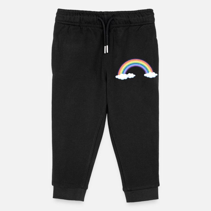 Arc-en-ciel vibrant sur les nuages - Pantalon de jogging enfant bio Stanley/Stella - noir