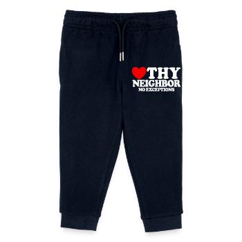 Liebe deinen Nächsten – ohne Ausnahme. Christliche - Kinder Organic Jogginghose Mini Mover von Stanley/Stella - Navy - Vorne