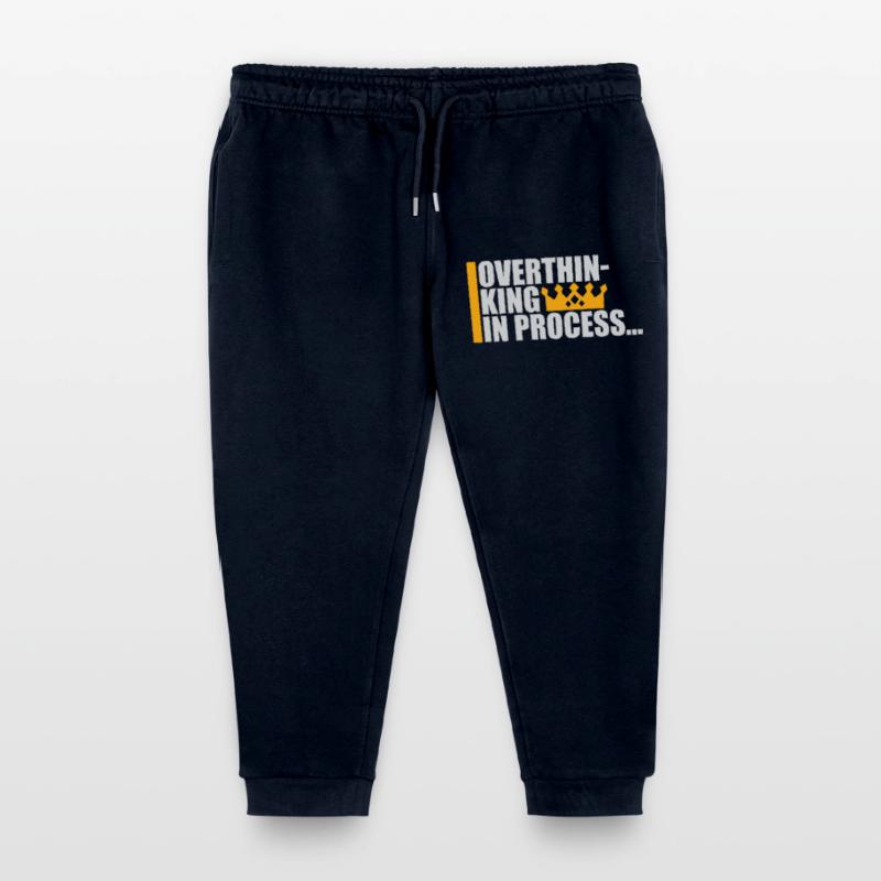 Overthinking In Process Funny Brooding Saying Logo Kids Organic Sweatpants by Stanley/Stella
