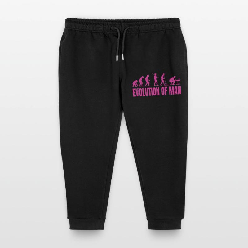 Evolution of Man Programmer Computer Science pink Kids Organic Sweatpants by Stanley/Stella