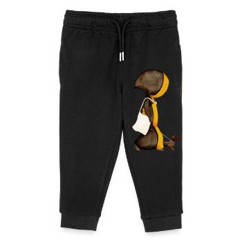 Münchner Kindl avec sac de jute et teckel - Pantalon de jogging enfant bio Stanley/Stella - noir - Devant
