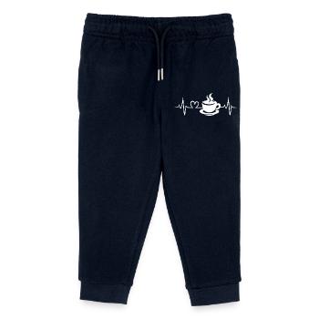 Coffee Love Heartbeat Design - Kids Organic Sweatpants by Stanley/Stella - navy - Front