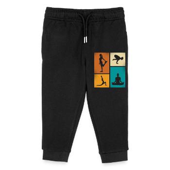 Yoga Silhouettes Collage Relaxation and - Kids Organic Sweatpants by Stanley/Stella - black - Front