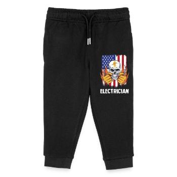 Elektriker Schädel USA Flagge - Kinder Organic Jogginghose Mini Mover von Stanley/Stella - Schwarz - Vorne