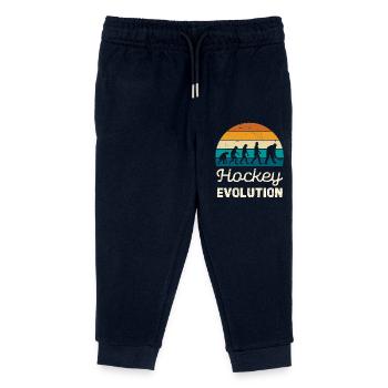 Hockey Evolution Retro Illustration - Kinder Organic Jogginghose Mini Mover von Stanley/Stella - Navy - Vorne