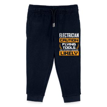 Electricians Beware of Flying Tools and Rough - Kids Organic Sweatpants by Stanley/Stella - navy - Front