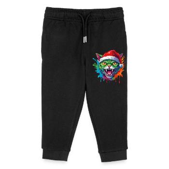 13 gouttes de couleur du Père Noël chat zombie - Pantalon de jogging enfant bio Stanley/Stella - noir - Devant