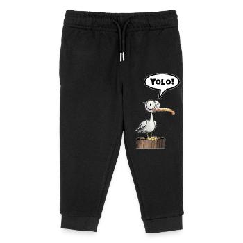 Seagull Speech Bubble Yolo - Kids Organic Sweatpants by Stanley/Stella - black - Front