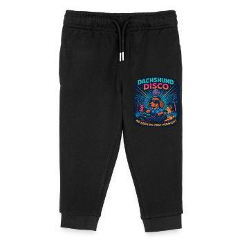 Dachshund Disco – Kein Bellen nachts - Kinder Organic Jogginghose Mini Mover von Stanley/Stella - Schwarz - Vorne