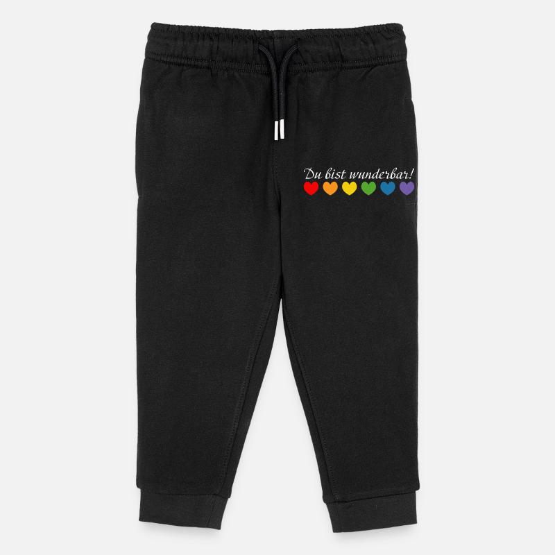 Regenbogenherzchen du bist wunderbar white - Kinder Organic Jogginghose Mini Mover von Stanley/Stella - Schwarz