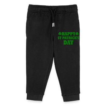 happy st patricks day - Kids Organic Sweatpants by Stanley/Stella - black - Front