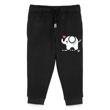Kleiner süßer Elefant mit Liebe und Herz - Kinder Organic Jogginghose Mini Mover von Stanley/Stella - Schwarz - Vorne
