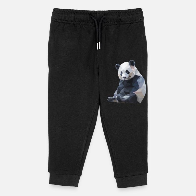Conception du logo Panda I Low Poly Art - Pantalon de jogging enfant bio Stanley/Stella - noir