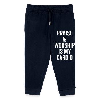 Praise and Worship is my Cardio - Kids Organic Sweatpants by Stanley/Stella - navy - Front