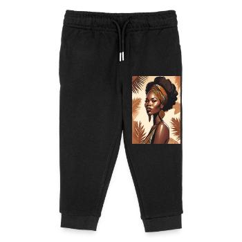 Afrika schwarze schöne Frau - Kinder Organic Jogginghose Mini Mover von Stanley/Stella - Schwarz - Vorne