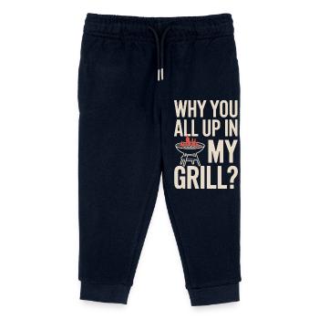 Pourquoi vous êtes tous dans mon gril ? BBQ drôle - Pantalon de jogging enfant bio Stanley/Stella - marine - Devant