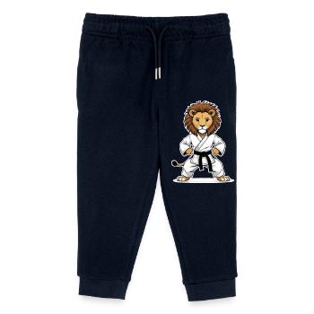 Karate Löwe Cartoon - Kampfsport, Judo, Kung Fu - Kinder Organic Jogginghose Mini Mover von Stanley/Stella - Navy - Vorne