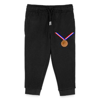Médaille de bronze 3ème - Pantalon de jogging enfant bio Stanley/Stella - noir - Devant