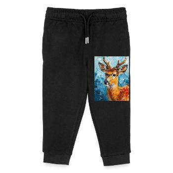 Image de cerf - Pantalon de jogging enfant bio Stanley/Stella - noir - Devant