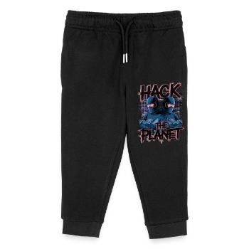 Retro Cyber Hackers – Hack The Planet Glitch Art - Kinder Organic Jogginghose Mini Mover von Stanley/Stella - Schwarz - Vorne