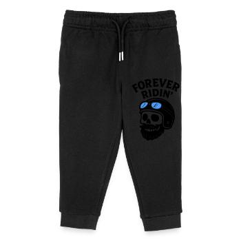 Biker Skull Motorcycle - Kids Organic Sweatpants by Stanley/Stella - black - Front