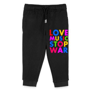 Love music stop war - Kids Organic Sweatpants by Stanley/Stella - black - Front