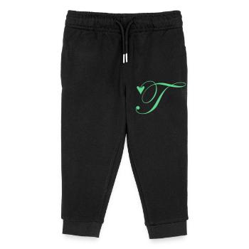Monogram T Heart Vine - Kids Organic Sweatpants by Stanley/Stella - black - Front