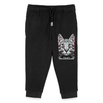 Glitch Chat Étrange Chaton Illusion D’optique - Pantalon de jogging enfant bio Stanley/Stella - noir - Devant
