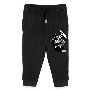 Singe Orchestre Tuba Street Art Banksy Style - Pantalon de jogging enfant bio Stanley/Stella - noir - Devant