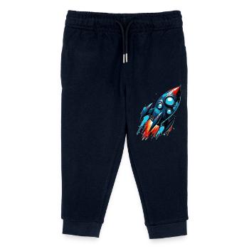 Rocket Man Rocket Launch - Kids Organic Sweatpants by Stanley/Stella - navy - Front