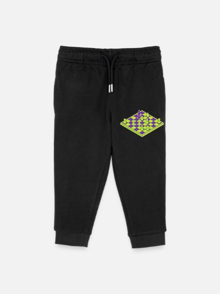 Neon Schachbrett - Kinder Organic Jogginghose Mini Mover von Stanley/Stella - Schwarz