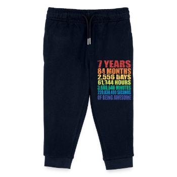 Funny 7th Birthday Gift, Age 7 Years Old - Kids Organic Sweatpants by Stanley/Stella - navy - Front