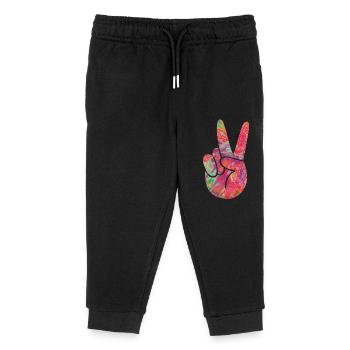 Peace Finger - Kinder Organic Jogginghose Mini Mover von Stanley/Stella - Schwarz - Vorne