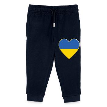 Ukraine Flag Heart, Drapeau ukrainien - Pantalon de jogging enfant bio Stanley/Stella - marine - Devant