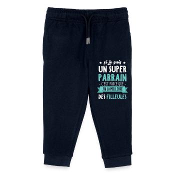 Je suis un super parrain j'ai filleules - Pantalon de jogging enfant bio Stanley/Stella - marine - Devant
