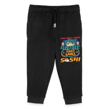 Dieses Mädchen Liebt Anime Und Sushi-liebhaber - Kinder Organic Jogginghose Mini Mover von Stanley/Stella - Schwarz - Vorne
