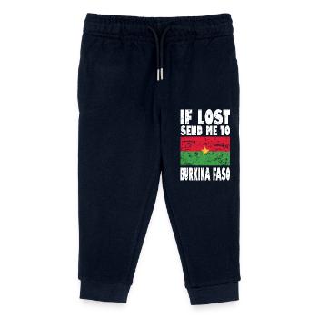 Burkina Faso Flag Slogan - Kids Organic Sweatpants by Stanley/Stella - navy - Front