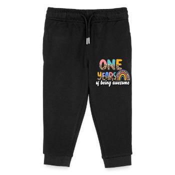 A Year of Being Awesome Animal Skin Pattern - Kids Organic Sweatpants by Stanley/Stella - black - Front