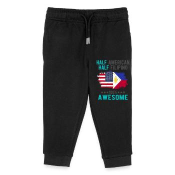 Halb Amerikaner Halb Philippiner - Kinder Organic Jogginghose Mini Mover von Stanley/Stella - Schwarz - Vorne