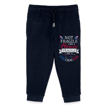 Pas fragile comme une fleur 4 juillet - Pantalon de jogging enfant bio Stanley/Stella - marine - Devant