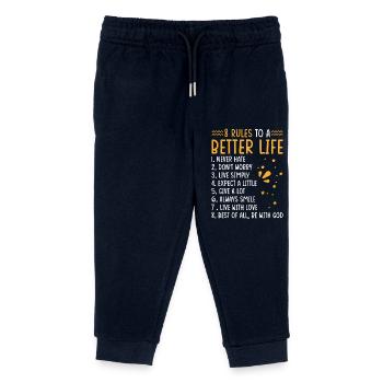 Leben Motto 8 Regeln Für Ein Besseres Leben - Kinder Organic Jogginghose Mini Mover von Stanley/Stella - Navy - Vorne