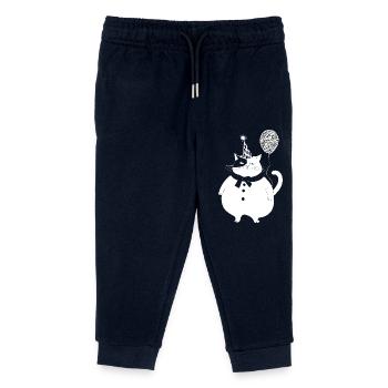 Cat celebrates birthday - Kids Organic Sweatpants by Stanley/Stella - navy - Front