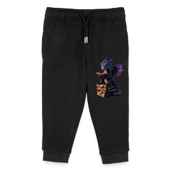 Dragon violet avec des livres – Magie pour les rats de bibliothèque - Pantalon de jogging enfant bio Stanley/Stella - noir - Devant