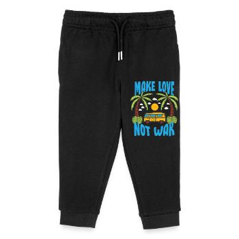 Make Love Not War Flowerpower Hippie - Kinder Organic Jogginghose Mini Mover von Stanley/Stella - Schwarz - Vorne