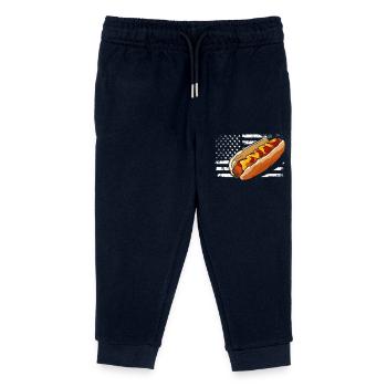 Hot Dog Liebhaber Amerikanischer Flair - Kinder Organic Jogginghose Mini Mover von Stanley/Stella - Navy - Vorne