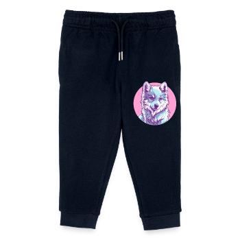 Arktischer Wolf in Rosa - Kinder Organic Jogginghose Mini Mover von Stanley/Stella - Navy - Vorne
